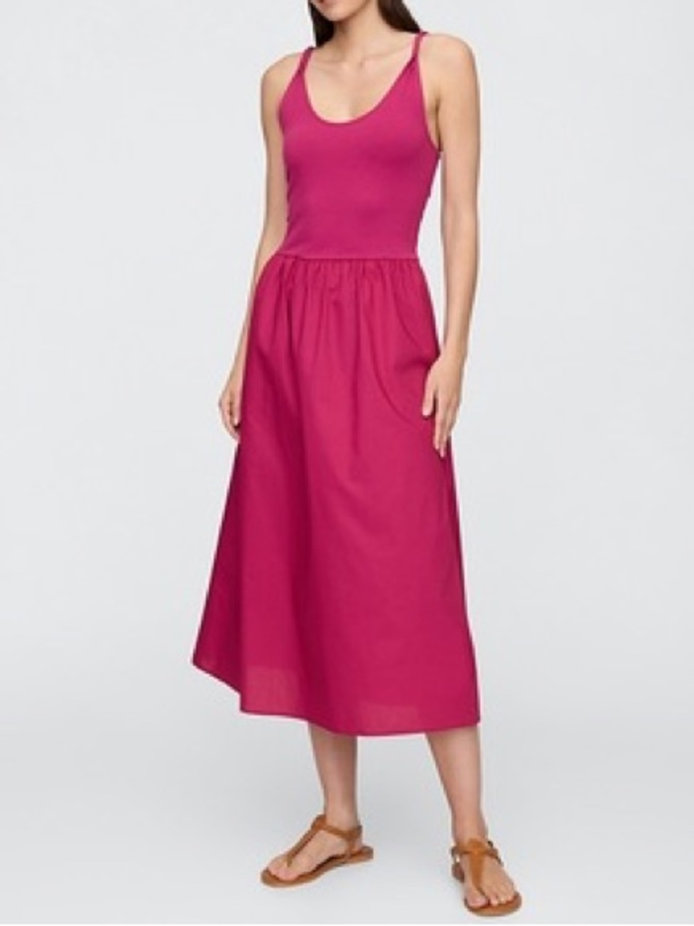 GAP Factory Twist Strap Scoopneck Midi Dress in Cerise | XL | EUC